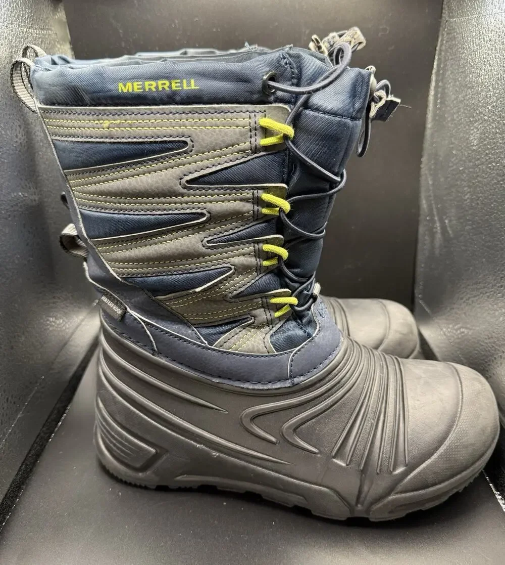 Merrell Snow Quest Lite 3.0 Blue Grey Insulated Waterproof Boots Youth Size 4